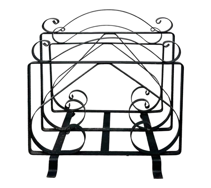 Vintage Spanish Revival Metal Magazine Rack