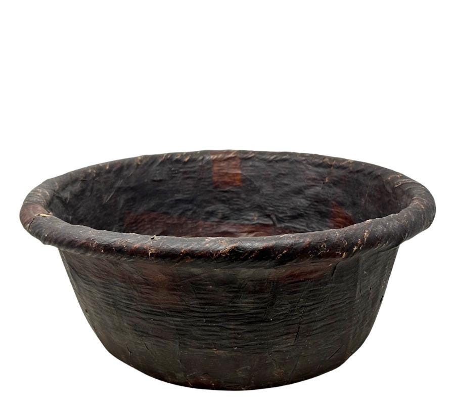Vintage Primitive Papier-Mache Basket
