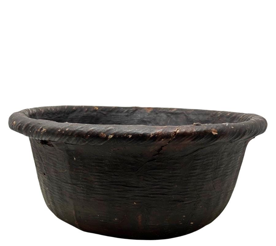 Vintage Primitive Papier-Mache Basket