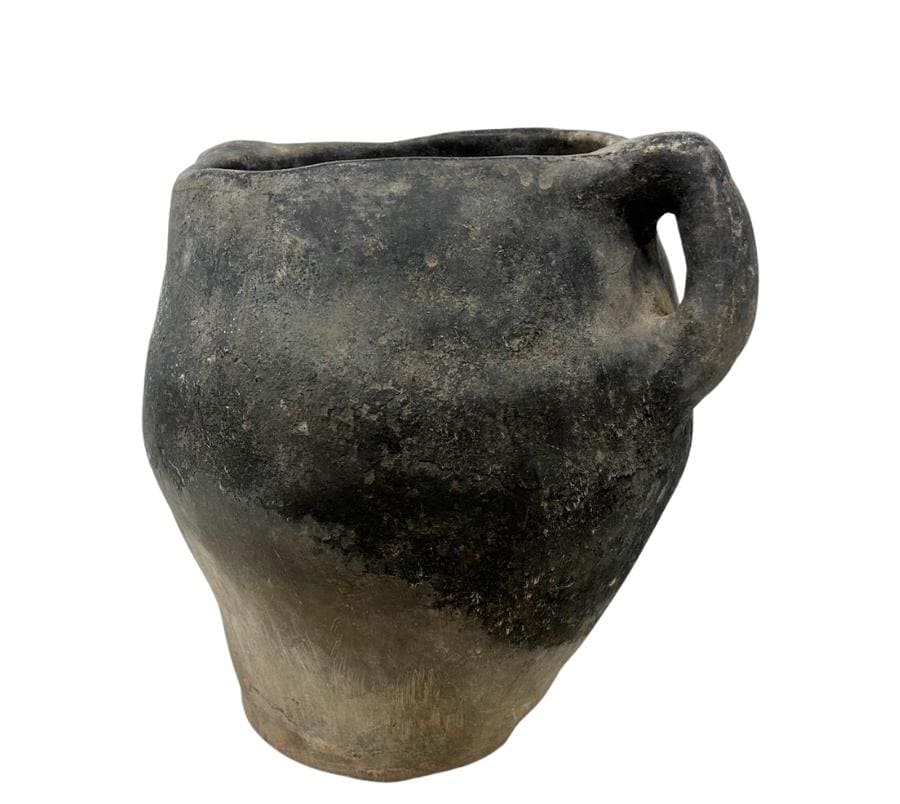 Antique Primitive Handled Clay Vessel