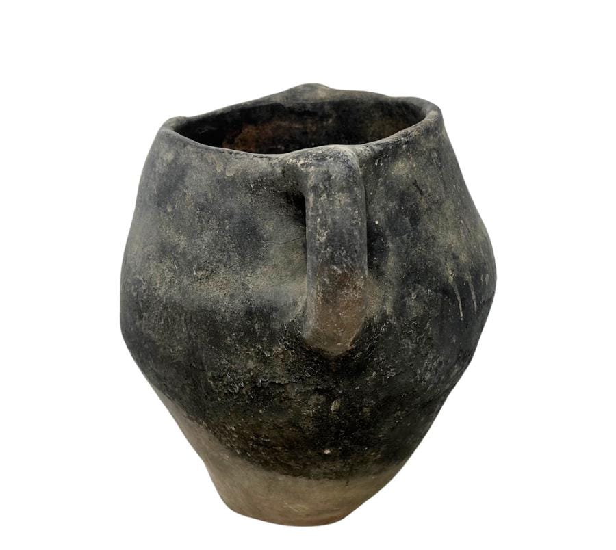 Antique Primitive Handled Clay Vessel