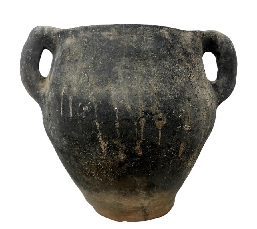 Antique Primitive Handled Clay Vessel