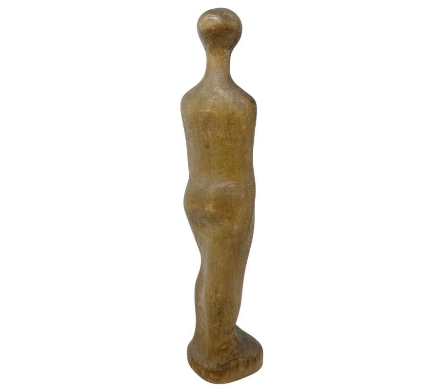 Vintage 1967 Carved Wooden Nude Sculpture