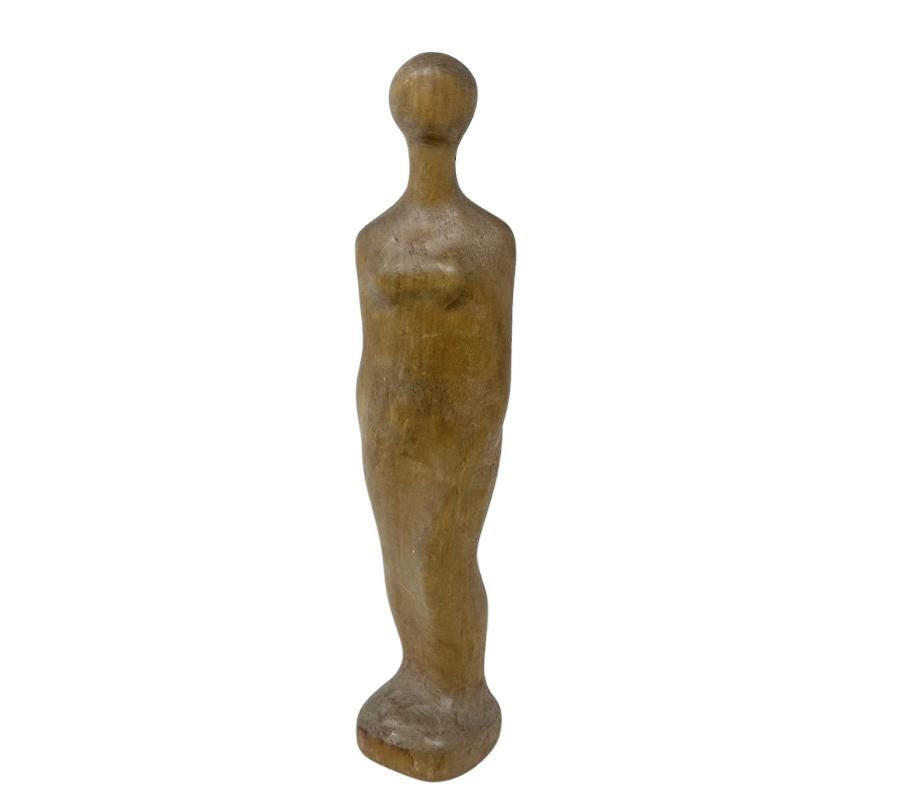 Vintage 1967 Carved Wooden Nude Sculpture