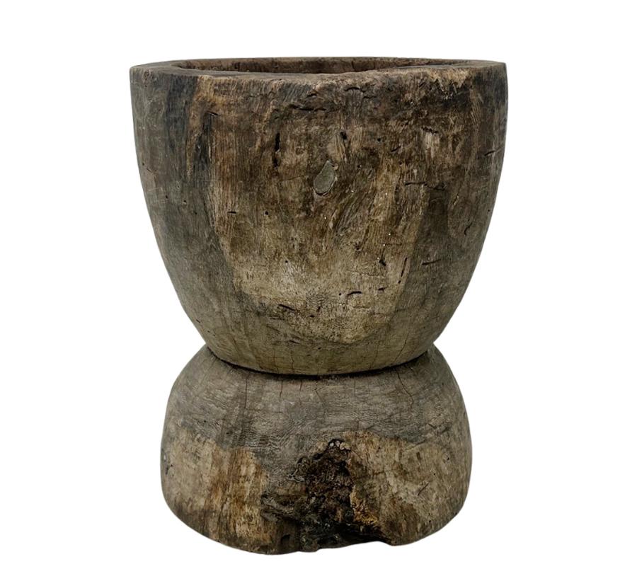 Vintage Carved Wooden Vessel