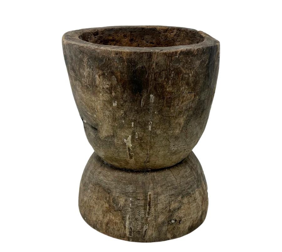 Vintage Carved Wooden Vessel