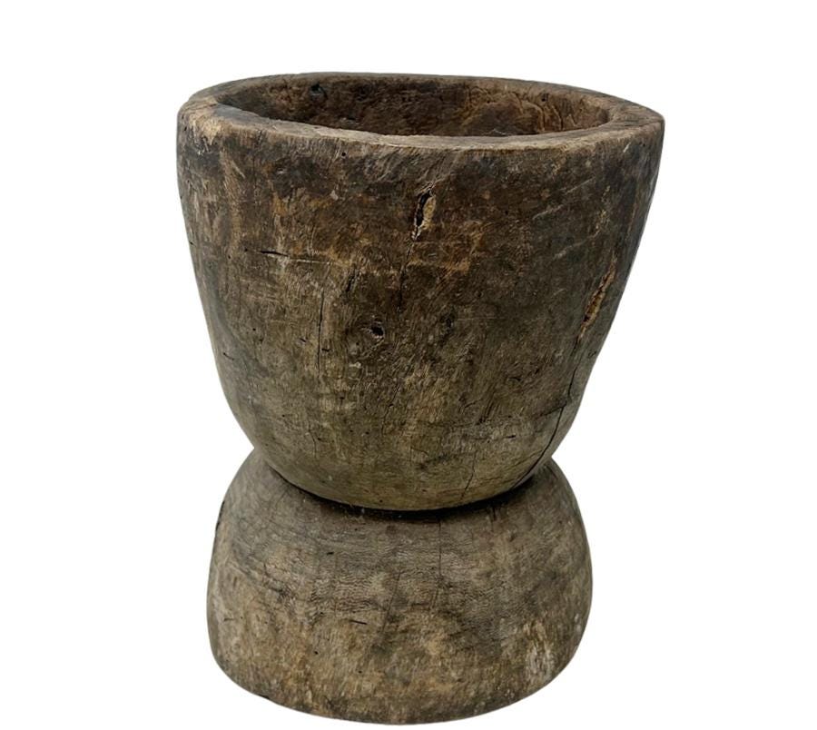 Vintage Carved Wooden Vessel