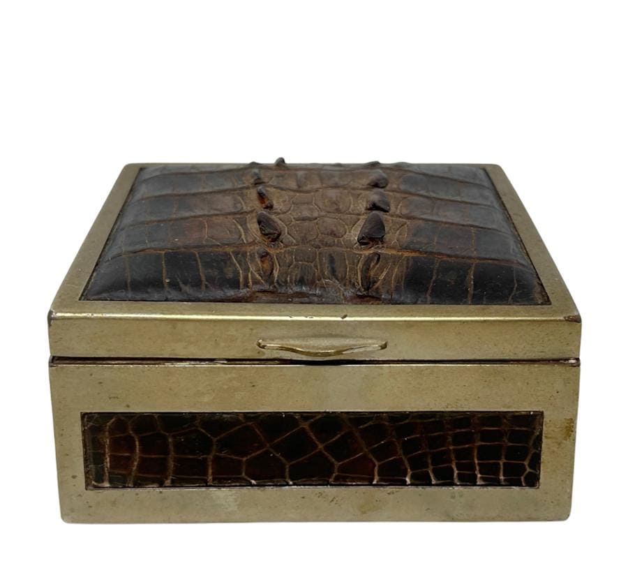 Vintage Leather & Brass Box