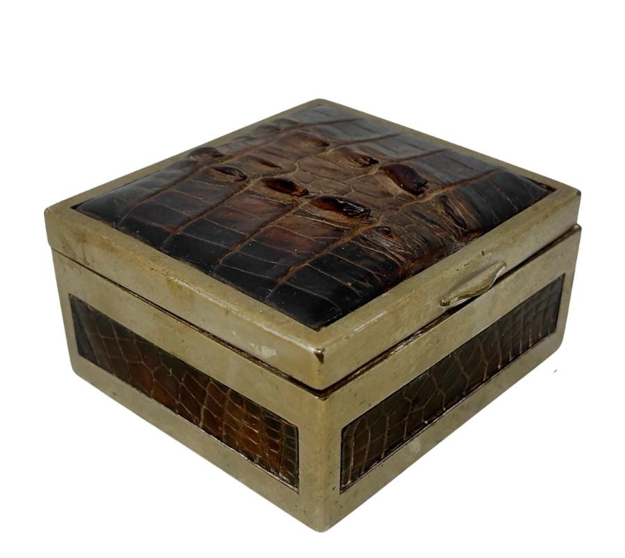 Vintage Leather & Brass Box