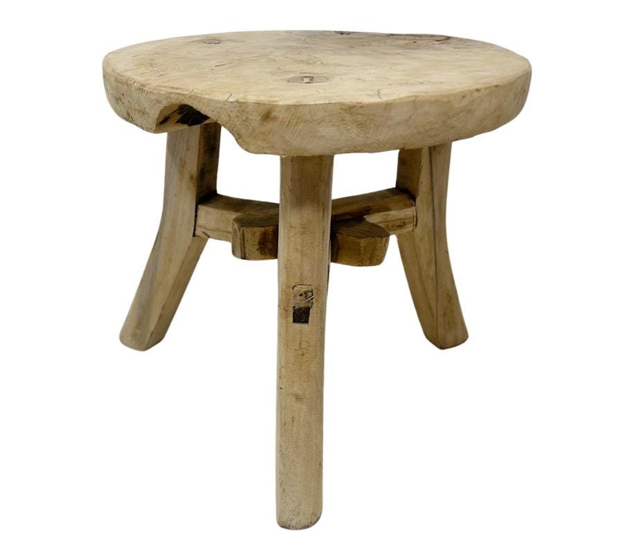 Vintage Tripod Primitive Wooden Stool