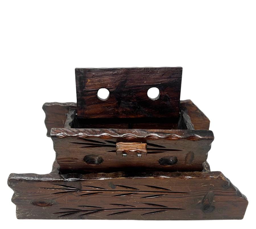 Vintage Brutalist Folk Art Wall Cabinet