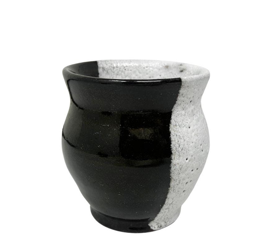 Vintage Studio Pottery Black & White Pot