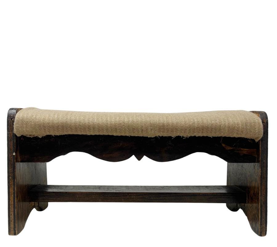 Vintage Scalloped Wooden Foot Stool