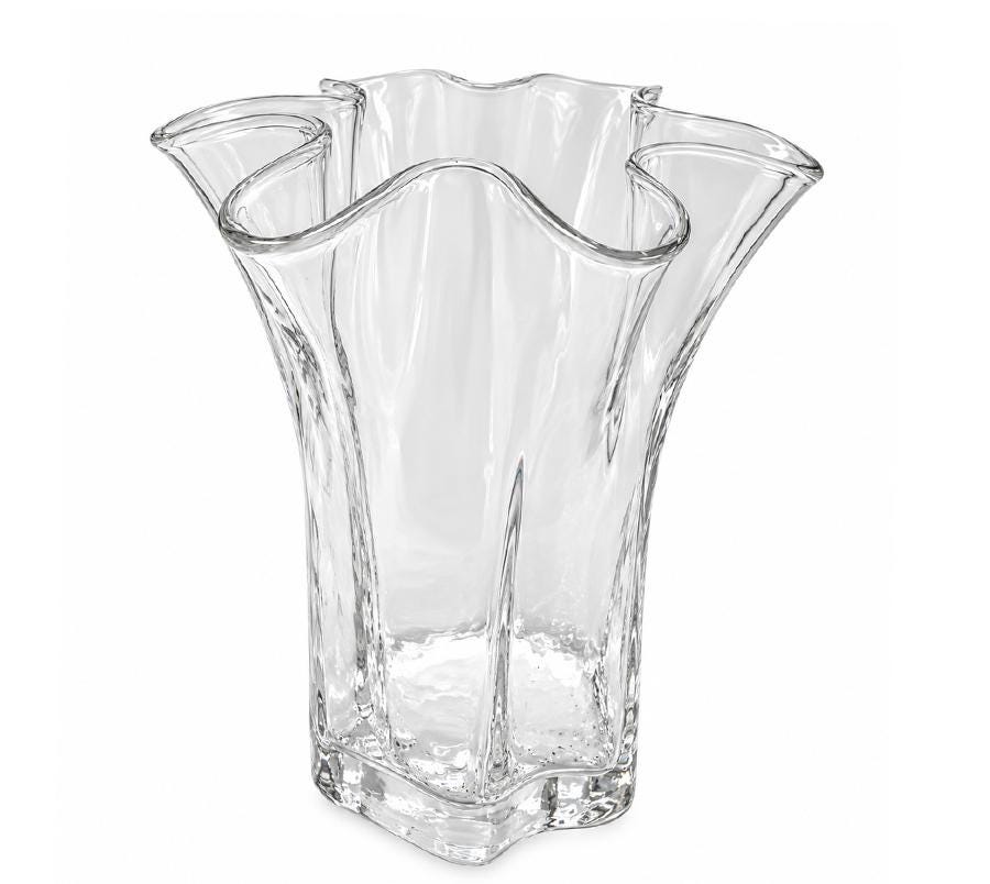 Vintage Ruffled Art Glass Vase