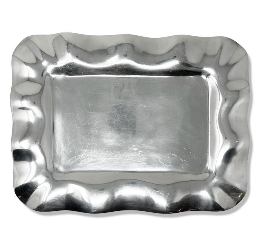 Vintage Ruffled Mexican Metal Tray