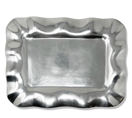 Vintage Ruffled Mexican Metal Tray