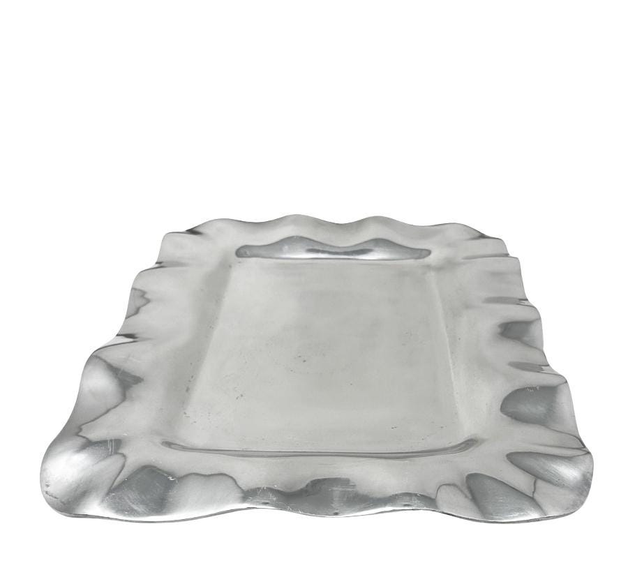 Vintage Ruffled Mexican Metal Tray
