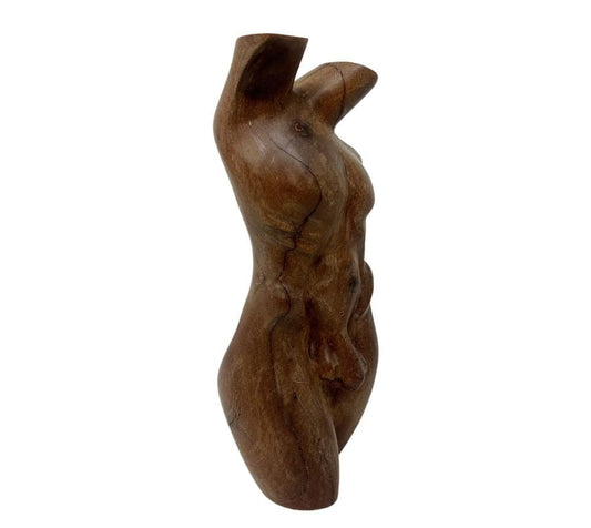 Vintage Carved Wooden Male Nude Sculpture