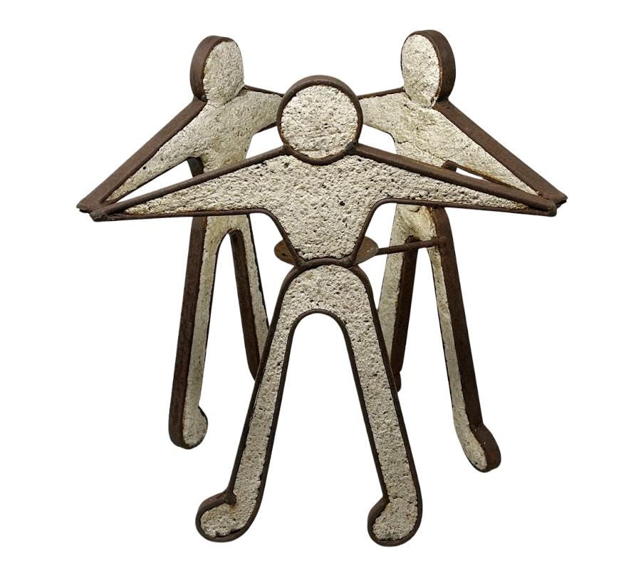 Vintage Figural Folk Art Metal Candle Holder