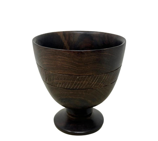 Vintage Carved Wooden Pedestal Vessel