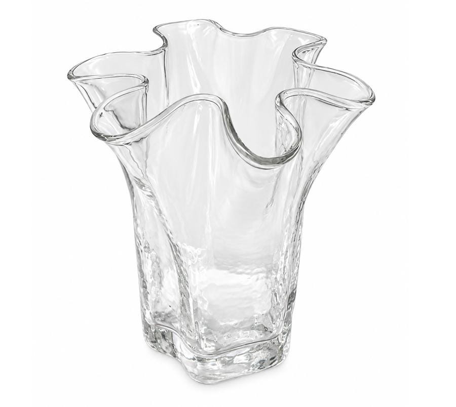 Vintage Ruffled Art Glass Vase