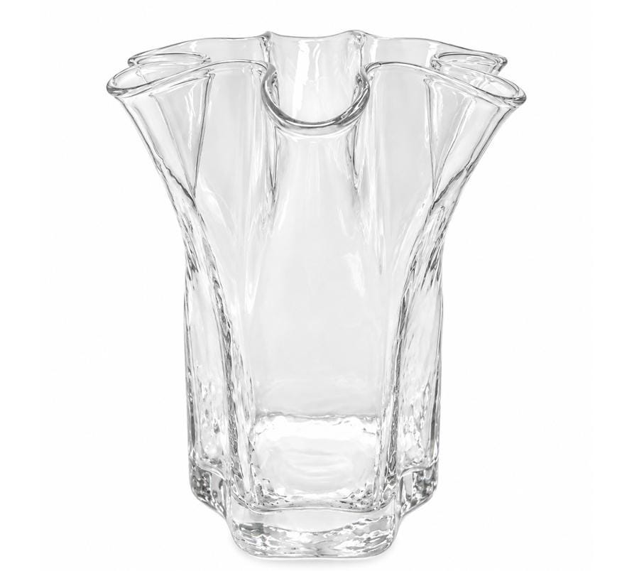 Vintage Ruffled Art Glass Vase
