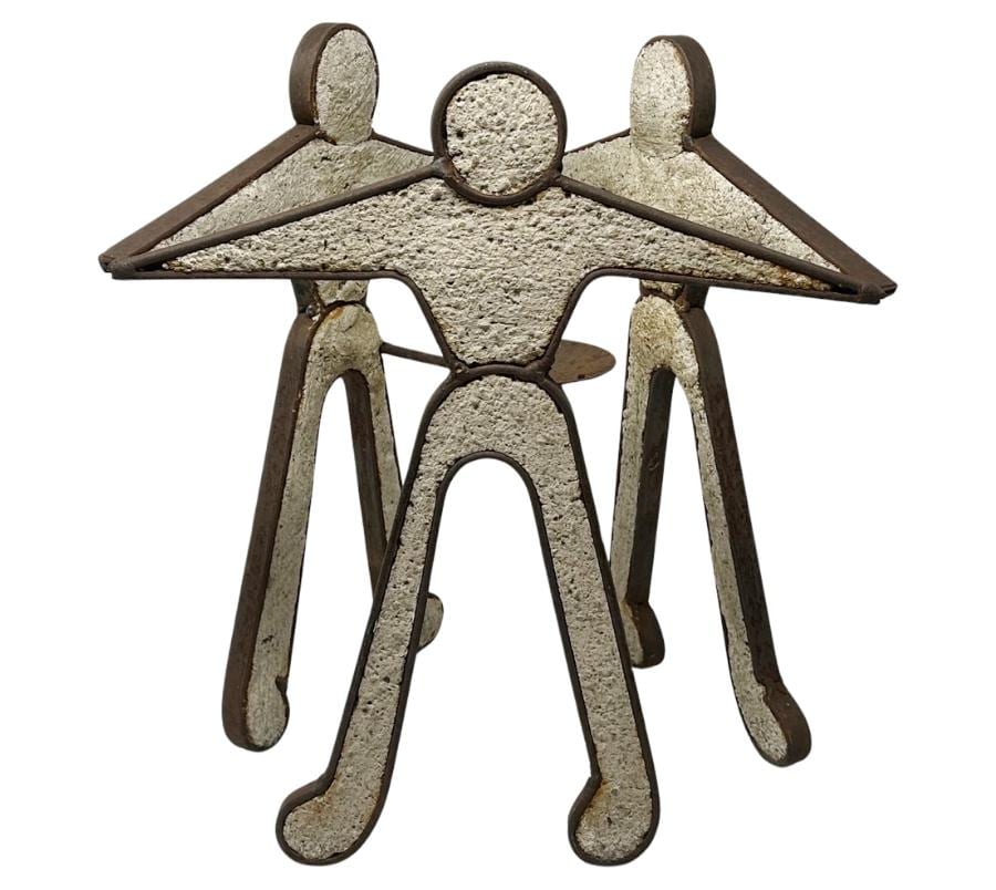 Vintage Figural Folk Art Metal Candle Holder