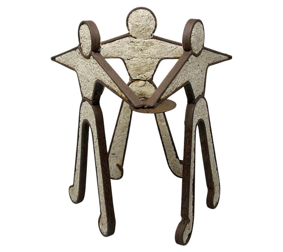 Vintage Figural Folk Art Metal Candle Holder