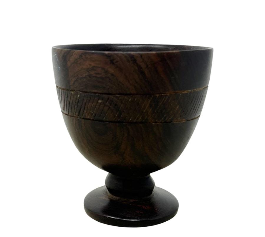 Vintage Carved Wooden Pedestal Vessel